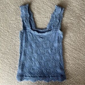Blue Textured Sleeveless Top